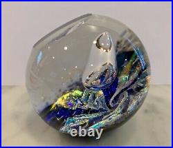 Vintage Signed REBECCA STEWART 4 Iridescent Dichroic Art Glass Paperweight
