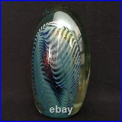 Vintage Signed Robert Eickholt 1985 Dichroic Art Glass Paperweight 5.5