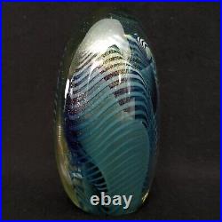 Vintage Signed Robert Eickholt 1985 Dichroic Art Glass Paperweight 5.5