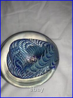 Vintage Signed Robert Eickholt 1987 Dichroic Art Glass Paperweight