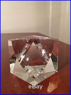 Vintage Signed STEUBEN Art-Glass PYRAMID BLOCK Display/Paperweight Lloyd Atkins