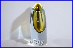 Vintage Signed Strombergshyttan Art Glass Vase Paperweight Shark Tooth Design