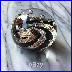 Vintage Signed Swirl Dichroic Art Glass Paperweight Carmen D'Aquila Nice Bubbles