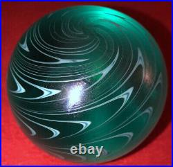 Vintage Signed Vander Mark Sea Blue Pulled Feather Paperweight Circa 1976