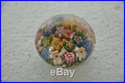 Vintage Solid Colorful Flower Design Murano Glass Paper Weight, Italy