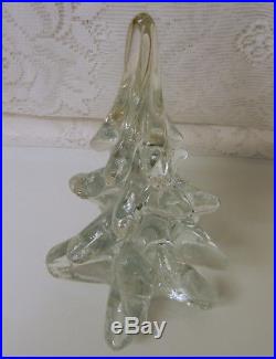 Vintage Solid Crystal Art Glass 8'' CHRISTMAS TREE Paperweight