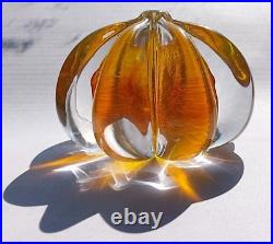 Vintage Sommerso Amber Art Glass Sea Urchin Paperweight Signed Immaculate