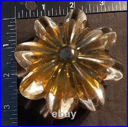 Vintage Sommerso Amber Art Glass Sea Urchin Paperweight Signed Immaculate
