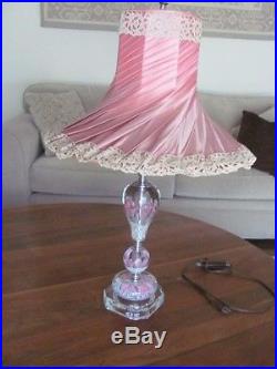 Vintage St Clair 5 tier Art Glass Paperweight Lamp (PAIR) Pink & White TALL 31