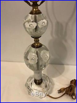 Vintage St. Clair Art Glass Table Lamp Paperweight Bulb White Trumpet Flowers