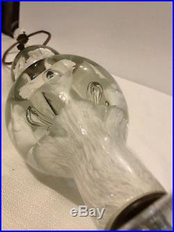 Vintage St. Clair Art Glass Table Lamp Paperweight Bulb White Trumpet Flowers 2