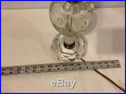 Vintage St. Clair Art Glass Table Lamp Paperweight Bulb White Trumpet Flowers 2