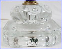 Vintage St. Clair Glass Table TV Lamp Art Glass White Trumpet Floral Paperweight