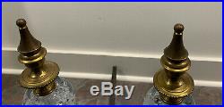 Vintage St Clair Zimmmerman Style Crystal Paperweight Brass Cast Iron Andirons