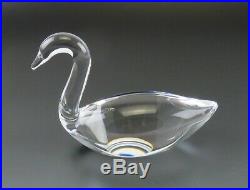 Vintage Steuben Crystal Glass Swan Goose Bird Figurine Paperweight Signed 7