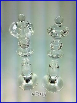 Vintage Steuben Crystal Glass Tear Drop King & Queen Chess Pieces Lloyd Atkins