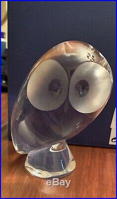 Vintage Steuben Crystal Owl Figurine Paperweight Donald Pollard Designed