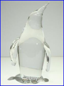 Vintage Steuben Crystal Penguin Art Glass Sculpture Figurine Signed Paperweight