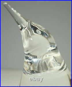 Vintage Steuben Crystal Penguin Art Glass Sculpture Figurine Signed Paperweight