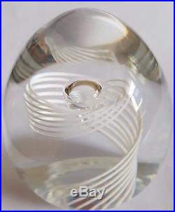 Vintage Steuben Signed Art Glass White Swirl Paperweight