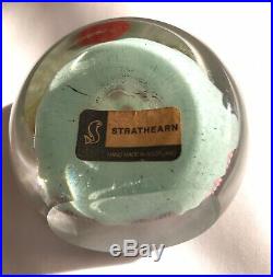 Vintage Strathearn Art Glass Paperweight-Latticino-Scotland-8 Spokes-Paper Label