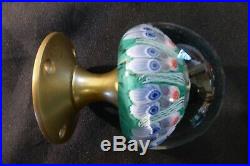 Vintage Strathearn Millefiori Glass Paperweight Door Handle Emerald Green knob