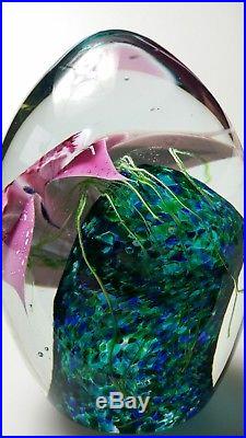 Vintage Studio Art Glass Egg Paperweight Signed By Eric Peter Bracken ORCHID