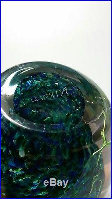 Vintage Studio Art Glass Egg Paperweight Signed By Eric Peter Bracken ORCHID