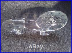 Vintage Swedish 1970's Clear Glass Flat Stylized Lion Figurine/Paperweight