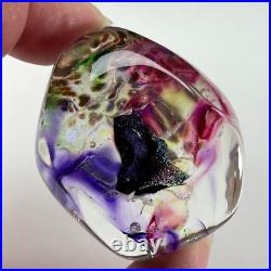 Vintage TIMOTHY E. LANDERS G-Rock Small Dichroic Art Glass MOON ROCK Paperweight
