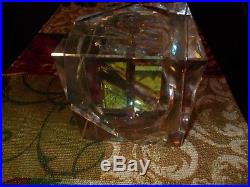 Vintage TOLAND SAND Dichroic Cube Prism Art Glass Paperweight, SIGNED & Dated