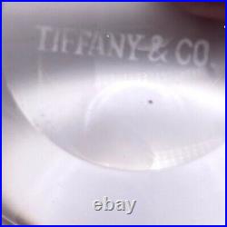 Vintage Tiffany & Co. Clear Glass Round Paper Weight Signed on the Bottom