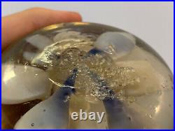 Vintage Unknown Age San Francisco California Glass Paperweight with Flowers Dec