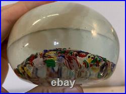 Vintage Unknown Age Scramble Glass Paperweight Multi Color Latticino Millefiori