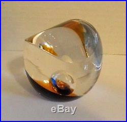 Vintage Unusual Kosta Boda Paperweight W Controlled Bubble Signed G. Warff 99004