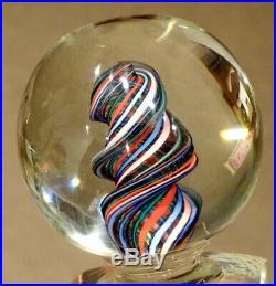 Vintage VENINI / MURANO Modern Art Glass MARBLE Ribbon PAPERWEIGHT / SIGNED