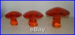 Vintage VIKING Glass PERSIMMON Orange Set of 3 MUSHROOM Small Medium & Large