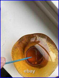 Vintage Viking Glass Amber Mushrooms Paperweights LOT of 3! MCM COOL