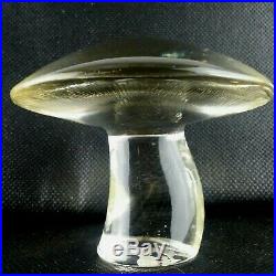 Vintage Viking Glass Clear Etched SAGITTARIUS Zodiac Mushroom Paperweight MCM
