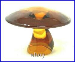Vintage Viking Glass Co Large Amber Glass Mushroom Paper Weight 4in H x 5.75in D