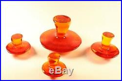 Vintage Viking Glass Four Persimmon Mushroom Paperweights Jumbo Lrg Med Small