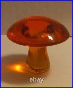 Vintage Viking Glass Mushroom Persimmon Orange Uranium 3in Cap 2.25 Tall