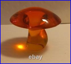 Vintage Viking Glass Mushroom Persimmon Orange Uranium 3in Cap 2.25 Tall