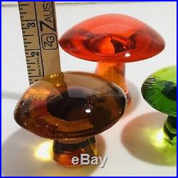 Vintage Viking Glass Mushrooms Mid Century Graduated Paperweight Set 3