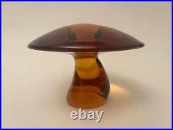 Vintage Viking Large 5.5 Cap Glass Mushroom, Paperweight, MCM, Amber