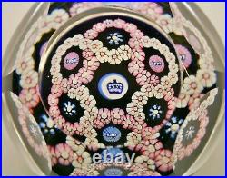 Vintage WHITE FRIARS 1977 Silver Jubilee Glass Faceted Millefiori Paperweight