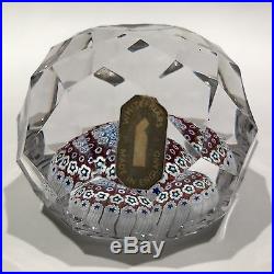 Vintage Whitefriars Fancy Faceted Art Glass Paperweight Concentric Millefiori