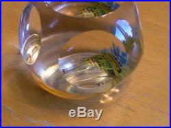 Vintage Whitefriars Full Lead Crystal Paperweight Lens Cut Ship Transparency
