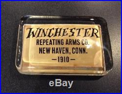 Vintage Winchester Repeating Arms Co. 1910 Clear Glass Paper Weight