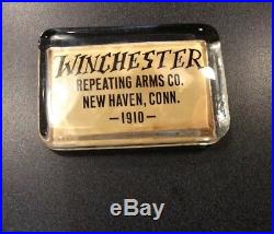 Vintage Winchester Repeating Arms Co. 1910 Clear Glass Paper Weight